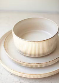 Ceramic Set of 3 (Dinner Plate, Salad Plate, & Bowl) KA