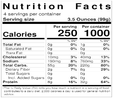 Nutrition Facts for Spaghetti - 14oz